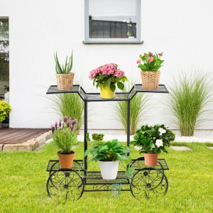 Costway4-Tier Flower Stand Freestanding Garden Shelf for Garden