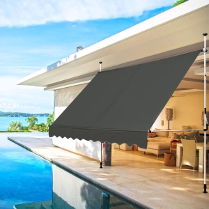 CostwayTelescopic Awning Sun Shade with Manual Crank Handle for Window Balcony Garden-3M