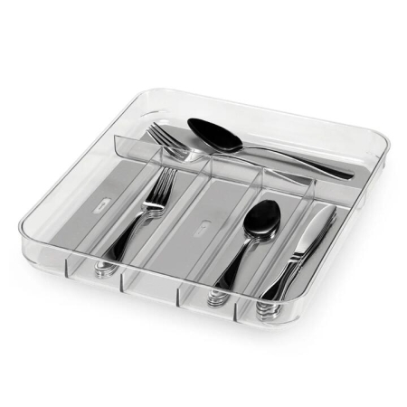 madesmart Clear Soft Grip 6 Compartment Cutlery Tray