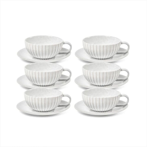 Salt & Pepper Hostess Teacup & Saucer 225ml - Set of 6
