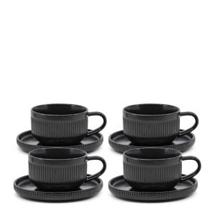 Salt & Pepper Brae Tea Cups & Saucers 290mL - Set of 4