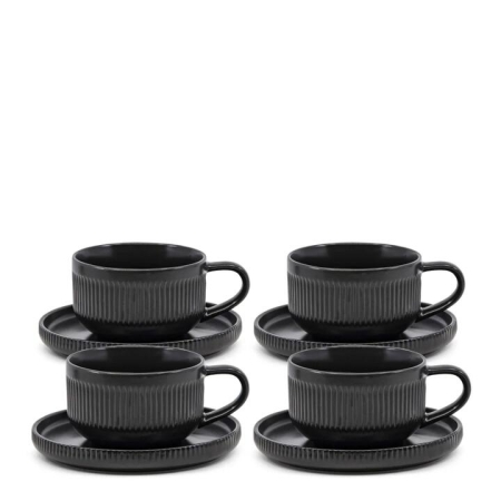 Salt & Pepper Brae Tea Cups & Saucers 290mL - Set of 4