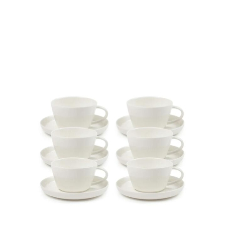 Salt & Pepper Canteen Tea Cups & Saucers 270mL - Set of 6