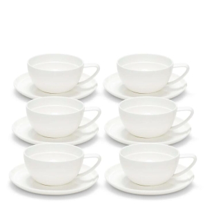 Salt & Pepper Edge Tea Cups & Saucers 280mL - Set of 6