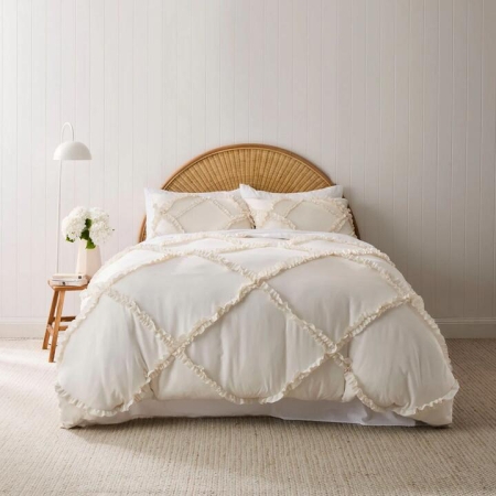 Adorn Living Pip Ruffle Quilt Cover Set-Queen