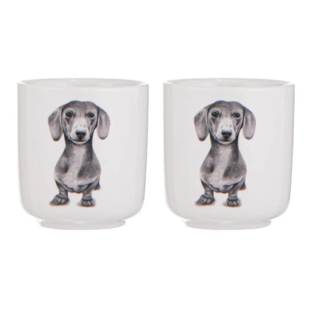 Ashdene Peeking Pups Dachshund Set of 2 Egg Cups