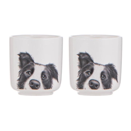 Ashdene Peeking Pups Border Collie Set of 2 Egg Cups