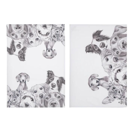 Ashdene Peeking Pups Set of 2 Kitchen Towels