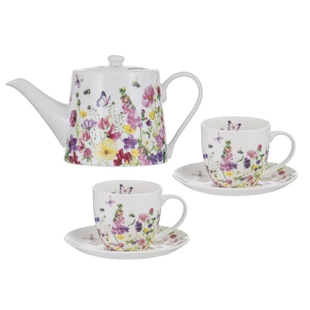 Ashdene Garden Soiree Teapot & 2 Teacup Set
