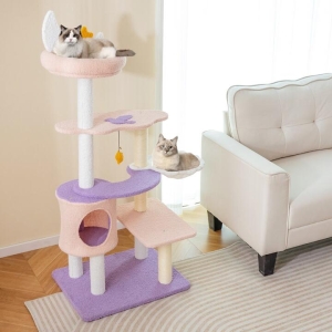CostwayMulti-level Cute Cat Tree with Sisal Covered Scratching Posts and Condo CostwayMulti-level Cute Cat Tree with Sisal Covered Scratching Posts and Condo