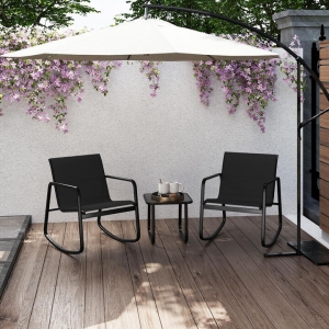 Costway3 Piece Rocking Bistro Set Patio Furniture Set with 2 Rocking Chairs and Coffee Table-Black