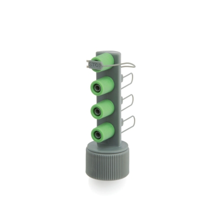 Divide one 13mm irrigation supply line into four smaller watering lines with the Hoselink Mini Sprinkler Kit 4-Way Outlet. This component is designed for use within the compatible mini sprinkler system