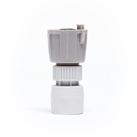 Connect a Hoselink-fitted hose to a watering accessory with a fixed click-on socket using the Click-on Adapter Set. The set combines a Hoselink Accessory Connector with a Click-on Adapter