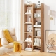 CostwayTall Bookshelf 5 Tier Wall Mount Ladder Bookcase with Cabinet-White - Furniture > Home Office > Bookcases
