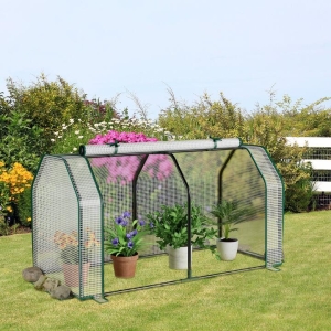 CostwayPortable Greenhouse with Roll-Up Zippered Door for Garden