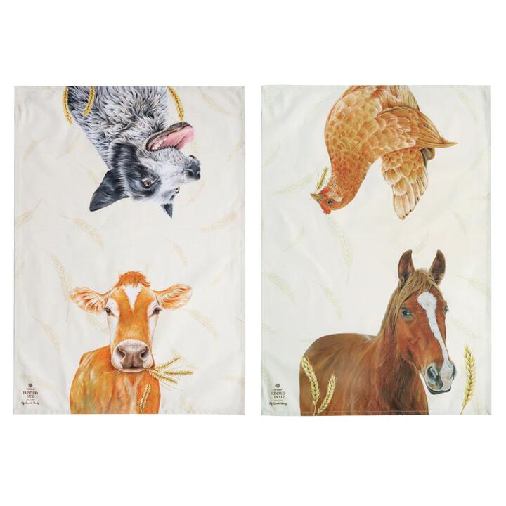Ashdene Farmyard Faces 2 Set Of 2 Kitchen Towels