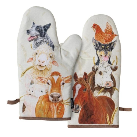 Ashdene Farmyard Faces 2 Set Of 2 Oven Mitts
