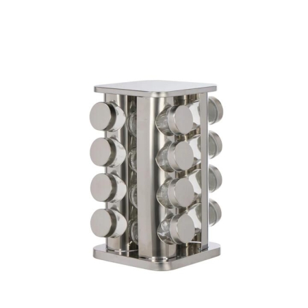 Davis & Waddell Newbury Stainless Steel Spice Rack Jar Set Silver