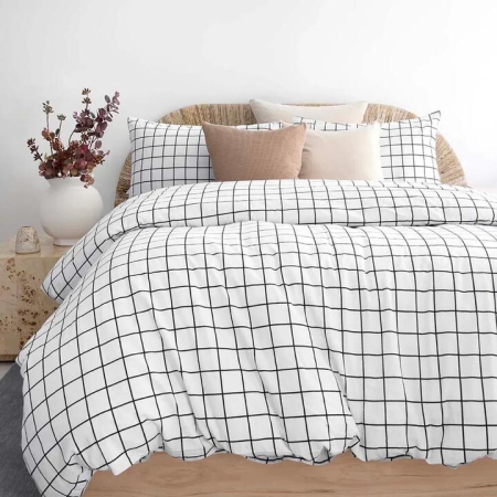 Bambury Grid Flannelette Quilt Cover Set-Super King