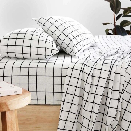 Bambury Grid Flannelette Sheet Set-Split King