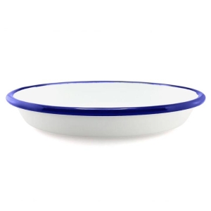 Falcon Pie Dish Oval 18cm White & Blue