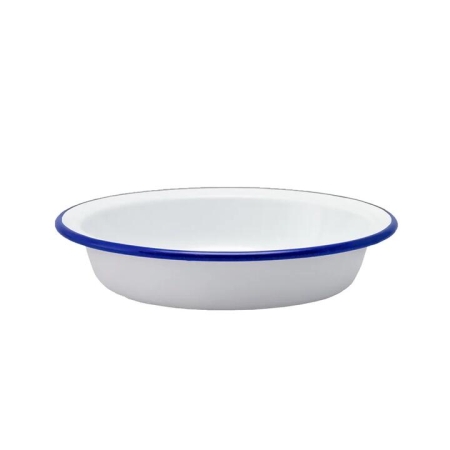 Falcon Deep Pie Dish Milk Plate 18cm White & Blue