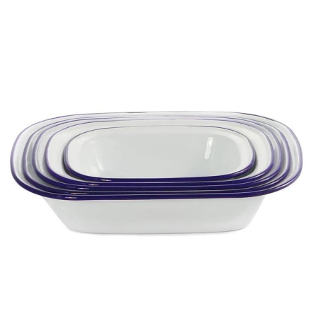 Falcon 5 Piece Oblong Pie Dish Set White & Blue