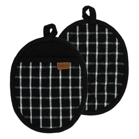 Ladelle Hemingway Black Set Of 2 Pot Holders