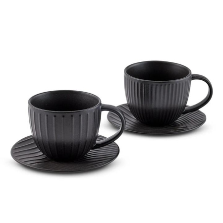 Salt & Pepper Blake Teacup & Saucer 400ml Set of 2