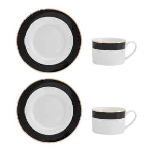 Mikasa Luxe Deco China Tea Cup and Saucer Set