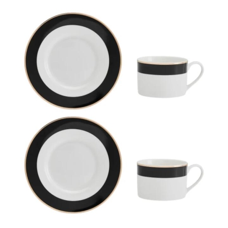 Mikasa Luxe Deco China Tea Cup and Saucer Set