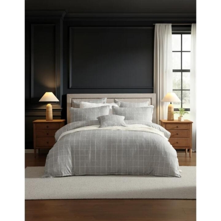 Private Collection Stratus Quilt Cover Set Charcoal-Super King