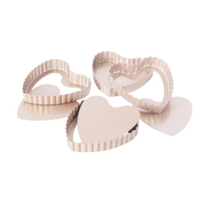 Chefmade Set of 4 Mini Loose Base Heart Tart Pans