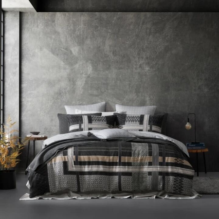 Logan & Mason Kori Quilt Cover Set Charcoal-King