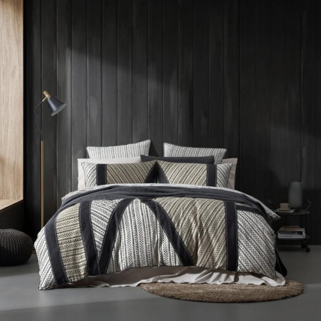 Logan & Mason Davu Quilt Cover Set Stone-Queen