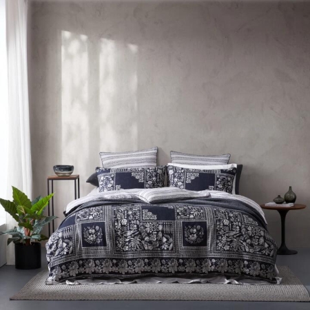 Logan & Mason Ebony Quilt Cover Set Black-Queen