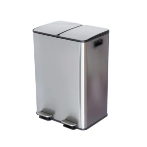 Healthy Choice Stainless Steel Dual Compartment Pedal Operation Rubbish Bin 2 x 30L