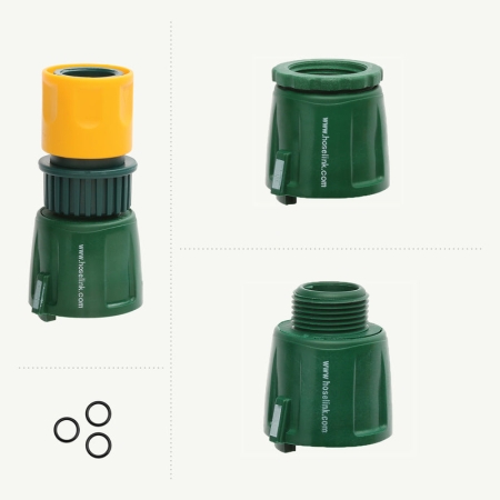 Connect Hoselink hoses to a wider range of existing watering equipment with the Adapter Pack. The bundle groups useful conversion fittings for accessories that use threaded or conventional click-on connections