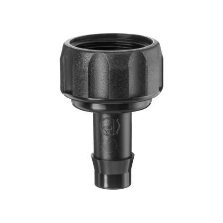 Connect 13mm irrigation poly pipe to a 3/4-inch threaded outlet with the Hoselink Nut and Tail fitting. The threaded nut attaches to the water source or compatible component