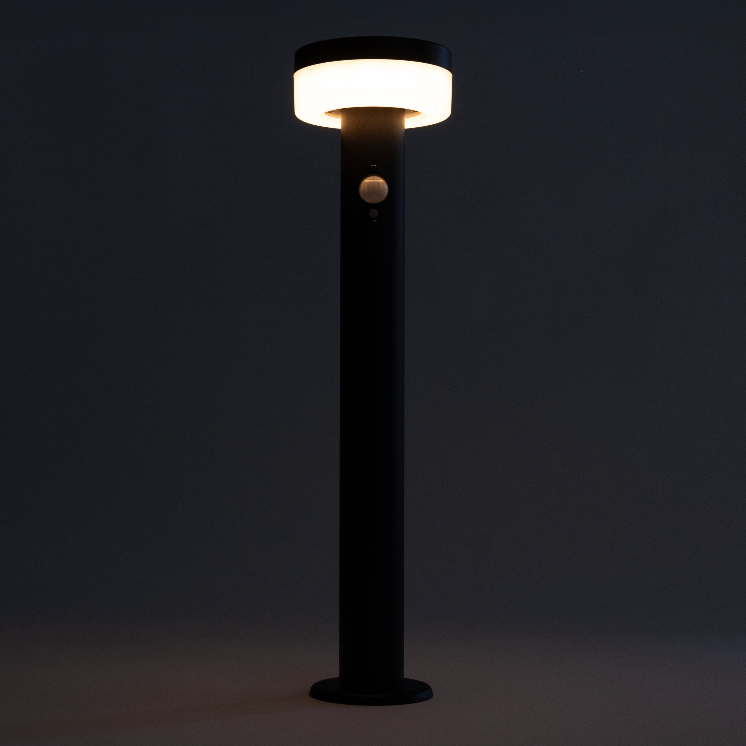 Black Stainless Steel Solar Bollard | Motion Sensor | MIDNIGHT