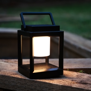 Add portable ambient lighting to an outdoor table