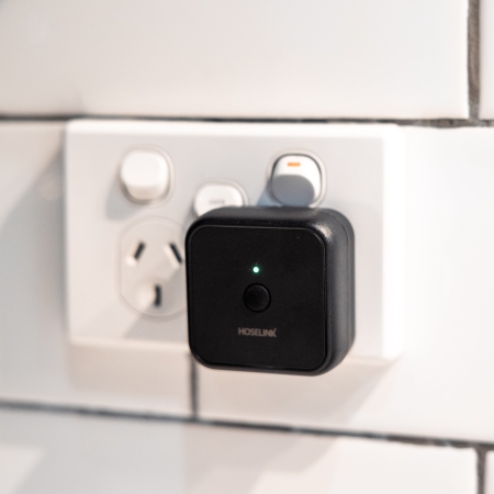 Access compatible Hoselink Bluetooth Tap Timers beyond normal phone-to-timer range with the Wi-Fi Gateway. The gateway links supported single and dual outlet Bluetooth timers to a home Wi-Fi network