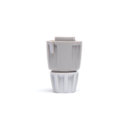 Replace the outlet fitting on a Hoselink Classic Hi-Flow Retractable Hose Reel with this 14mm Hose End Connector. The fitting clamps to the reel’s larger internal-diameter hose and connects to compatible Hoselink accessory fittings. It is designed specifically for the discontinued Hi-Flow reel system