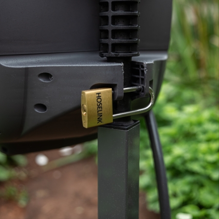 Help secure a Hoselink Evolve Retractable Hose Reel to its compatible bracket or mounting system with the Evolve Series Padlock. The compact lock is sized for the designated Evolve security point and can discourage casual removal of the reel. It is an accessory rather than a high-security device and should be used together with a properly installed bracket. Keep the supplied keys in a safe location.