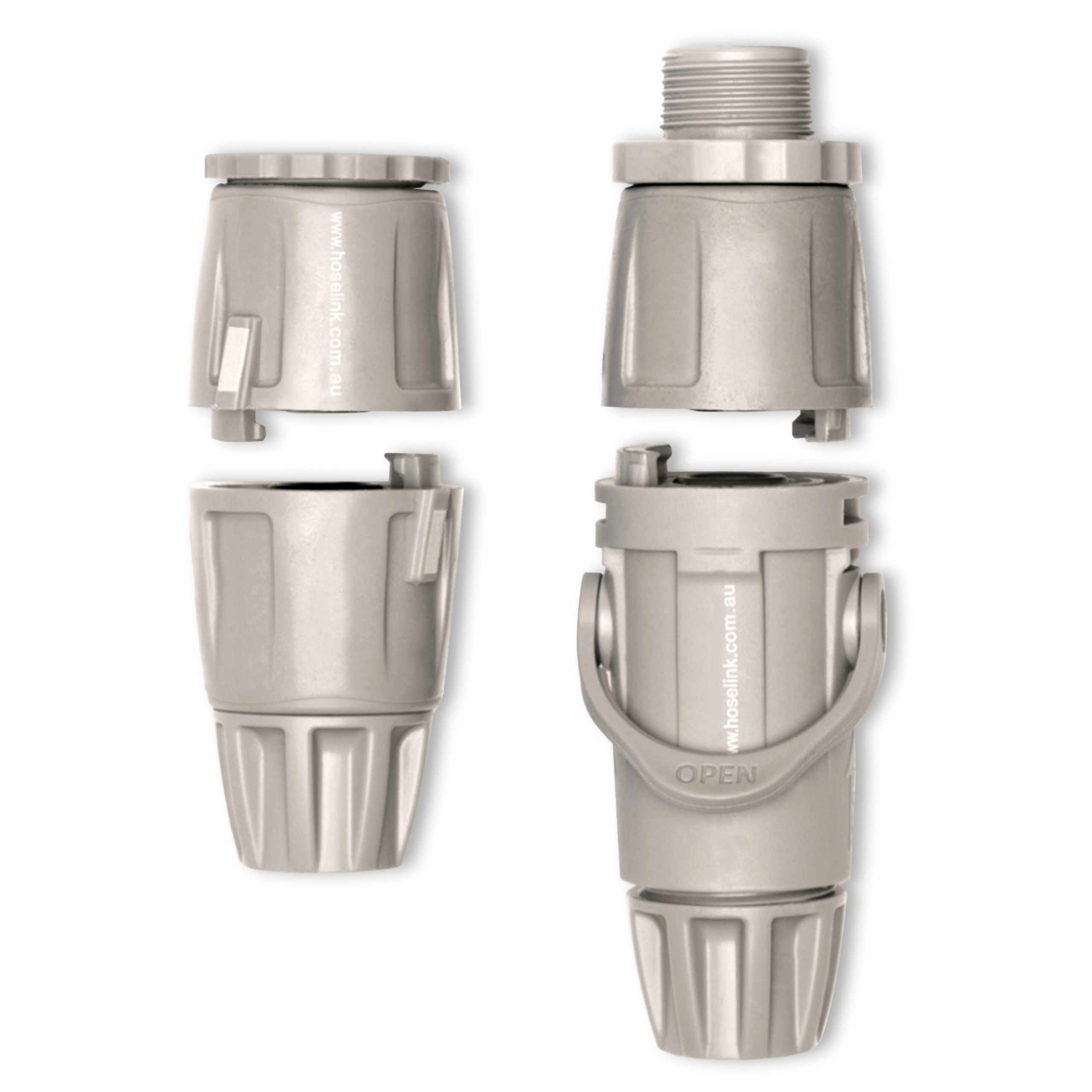 Set up a standard garden hose with Hoselink’s secure connection system using the Premium Starter Set. The pack brings together the key tap