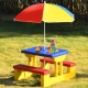 CostwayKids Colorful Picnic Table Set with Removable Umbrella CostwayKids Colorful Picnic Table Set with Removable Umbrella