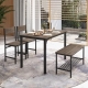 CostwayIndustrial Gathering Table Set with 2 Chairs & 1 Bench for Dining Room Grey CostwayIndustrial Gathering Table Set with 2 Chairs & 1 Bench for Dining Room Grey