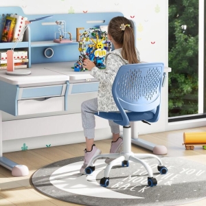 CostwayAdjustable Mid Back Children Study Chair with Adjustable Height for Office-Blue CostwayAdjustable Mid Back Children Study Chair with Adjustable Height for Office-Blue