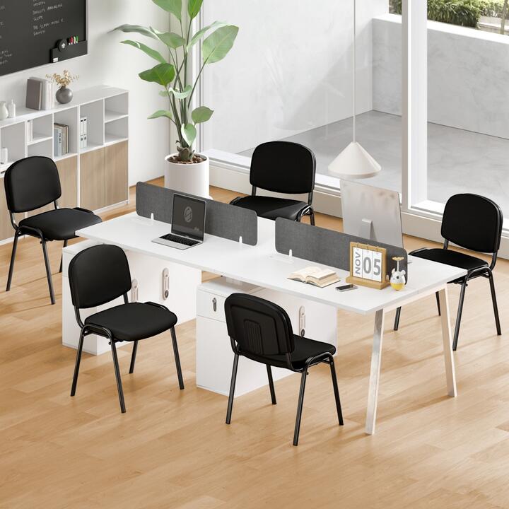 Costway5-Pack Conference Chair Set Stackable Guest Chair with Padded Cushion-Black-5 Packs