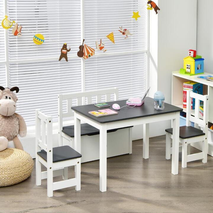 CostwayChildren Activity Table with 2 Chairs and 1 Storage Bench